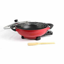 Livoo Wok électrique rouge 1500W Revêtement antiadhésif Contenance 4 L