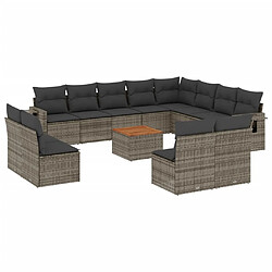 Maison Chic Salon de jardin avec coussins 13 pcs, Ensemble Tables et chaises de jardin, gris résine tressée -GKD110272