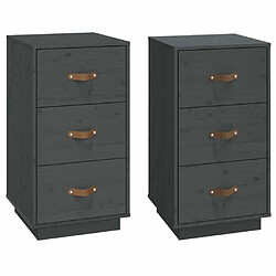 Maison Chic Lot de 2 Tables de chevet - Tables de Nuit Gris 40x40x75 cm Bois de pin massif