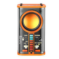 Yonis Mini Enceinte Bluetooth Puissante Et Portable Avec Lumière Rythmique Enceinte Bluetooth Mini Cannon Lumineuse TWS Son 3D Super Bass 5W Orange YONIS