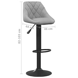 vidaXL Tabouret de bar Gris clair Velours pas cher