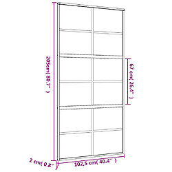 vidaXL Porte coulissante doré 102,5x205cm verre ESG clair et aluminium pas cher