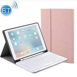 Wewoo RK508 pour iPad Air 2 et Air 1 / Pro 9,7 pouces et iPad 2017 et iPad 2018 Texture en soie iPad Clavier plastique Bluetooth détachable Housse cuir avec support et fonction de fente stylo or rose 