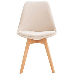 Decoshop26 Lot de 4 chaises de salle à manger design scandinave en tissu velours beige pieds bois clair CDS10379