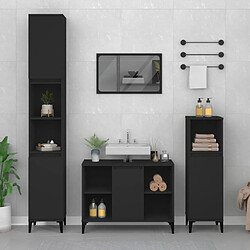 ComfortXL Ensemble De Meubles Salle De Bain 3 Pièces Noir Bois D'ingénierie