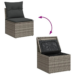 Avis vidaXL Salon de jardin avec coussins 12 pcs gris résine tressée