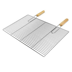 Ecd Germany Grille de barbecue BBQ avec double manche dimension 60x40cm en acier inoxydable