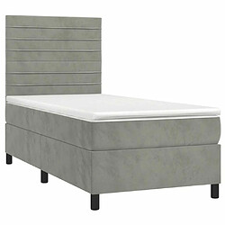 Avis Maison Chic Lit Adulte - Lit simple Lit à sommier tapissier et matelas moelleux - Meuble de Chambre - Gris clair 100x200cm Velours -MN52621