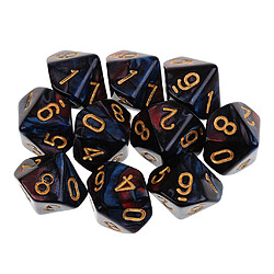 10pcs 10 sided dés d10 dés polyédriques pour les jeux de table des donjons et des dragons Red Blue