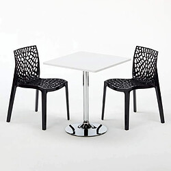 Avis Grand Soleil Table Carrèe Blanc + 2 Chaises Colorées