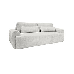 Bestmobilier Mahina - canapé droit 3 places - convertible avec coffre - en tissu bouclette Mahina - canapé droit 3 places - convertible avec coffre - en tissu bouclette - Gris clair