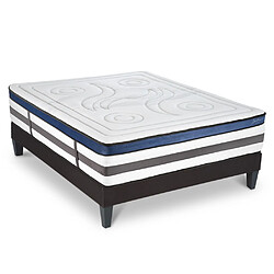 MAISON AUBERTIN Matelas Mémoire 30cm + sommier gris 140x190