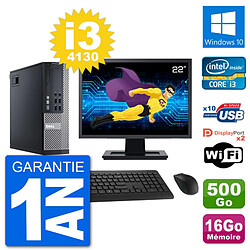 PC Dell 9020 SFF Ecran 22" Intel i3-4130 RAM 16Go Disque 500Go Windows 10 Wifi · Occasion 