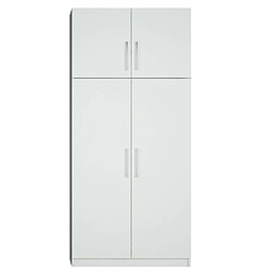 Inside 75 Armoire de rangement 2 tringles penderie 4 portes largeur 100 cm coloris blanc mat