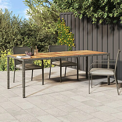 vidaXL Table de jardin Gris 250x100x75 cm Résine tressée