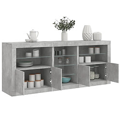 vidaXL Buffet avec lumières LED gris béton 162x37x67 cm 