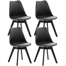 Decoshop26 Lot de 4 chaises de salle à manger design moderne en PVC et plastique noir et pieds en bois noir 10_0001845 