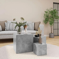 vidaXL Tables d'appoint 3 pcs Gris béton Aggloméré 