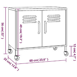 vidaXL Armoire de rangement Jaune moutarde 60x35x56 cm Acier pas cher