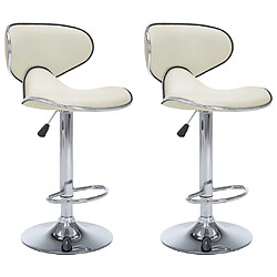 vidaXL Tabourets de bar lot de 2 crème similicuir