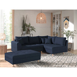 Lisa Design Rune - canapé d'angle - avec pouf d'appoint - 4 places - style scandinave - droit Rune - canapé d'angle - avec pouf d'appoint - 4 places - style scandinave - droit - Bleu pétrole