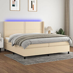 vidaXL Sommier à lattes de lit matelas LED Crème 200x200 cm Tissu