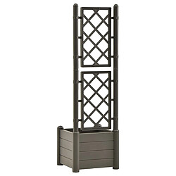 Maison Chic Jardinière,Bac à fleurs avec treillis - pot de fleur 43x43x142 cm PP Anthracite -GKD81667 pas cher