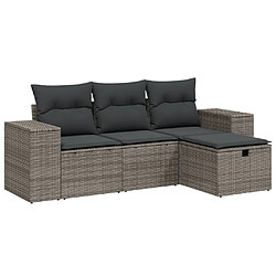 vidaXL Salon de jardin 4 pcs avec coussins gris résine tressée