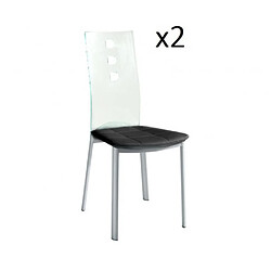 Inside 75 Lot de 2 chaises design LUXOR BLACK pieds métal dossier plexiglass assise microfibre noir