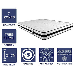 Literie Julien Matelas Mémoire de Forme 60 Kg/m3 140x200 x 21 cm Très Ferme - 7 Zones de Confort - Noyau Aertech+ 35 Kg/m3 HR Dernière Génération - Très Respirant 