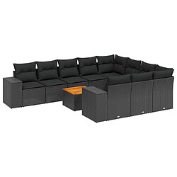 Maison Chic Salon de jardin 11 pcs avec coussins, Ensemble Tables et chaises d'extérieur noir résine tressée -GKD545361