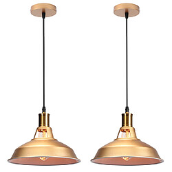 Stoex Suspension Luminaire Rétro en Métal Lampe À Suspension Vintage Plafonnier D'Intérieur Pour Cuisine, Ferme, Couloir (Or) 2PCS