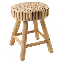 Meubletmoi Tabouret / Table d'appoint artisanale en bois de teck - PIE