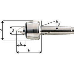 Forum Pointe tournante, Taille : 101, MK 1, a 60,5 mm, b : 36 mm, d : 15 mm, g : 12,065 mm, k : 17,0 mm, Ecart de concentricité maximum : 0,005 mm 