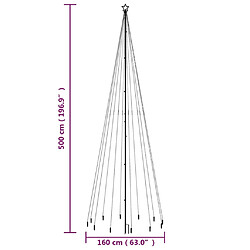 vidaXL Sapin de Noël avec piquet 732 LED Bleues 500 cm pas cher