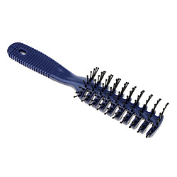 Brosse à cheveux en plastique de style de nervures peigne brosse antistatique de cheveux bouclés de salon bleu