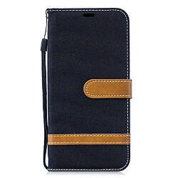 Etui en PU tissu jeans de couleur assortie noir pour votre Huawei P30 Lite