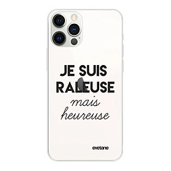 Evetane Coque iPhone 12/12 Pro souple silicone transparente Coque iPhone 12/12 Pro souple transparente Raleuse Mais Heureuse Motif Ecriture Tendance Evetane.