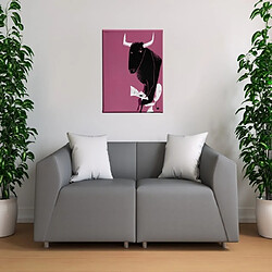 HOMEMANIA Tableau De Wall - Animaux, Taureau - par Salon, Chambre - Multicouleur en Polyester, Bois, 45 x 3 x 70 cm