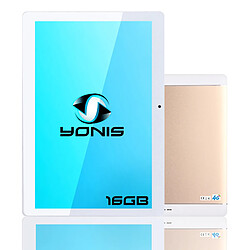 Yonis Tablette tactile 4G Android 10 pouces + SD 16Go Tablette 10 Pouces 4G Android 7.0 Wifi Quad Core 1.3 Ghz Dual Sim 2Gb+16GB Or + SD 16Go YONIS