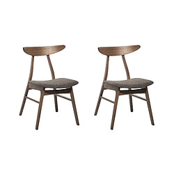 Beliani Bois d'hévéa Chaise de salle à manger Set de 2 Gris foncé LYNN