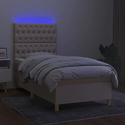 Avis vidaXL Sommier à lattes de lit et matelas et LED Crème 100x200cm Tissu