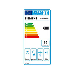 Hotte décorative murale 60 cm 674m3/h inox - lc67bhp50 - SIEMENS