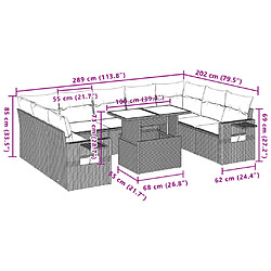 Acheter vidaXL Salon de jardin avec coussins 10 pcs gris clair résine tressée