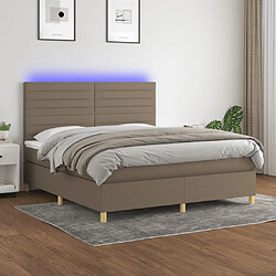 vidaXL Sommier à lattes de lit et matelas et LED Taupe 180x200cm Tissu 