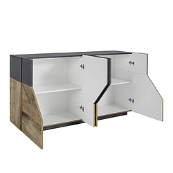 Ahd Amazing Home Design Buffet meuble salon cuisine 160x43cm 4 compartiments design His Report pas cher