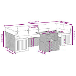 Acheter vidaXL Salon de jardin avec coussins 8 pcs beige résine tressée