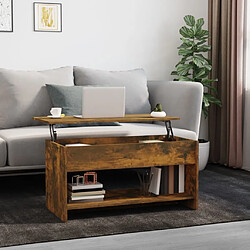 Maison Chic Table basse,Table Console Table d'appoint, Table pour salon Chêne fumé 102x50x52,5 cm Bois d'ingénierie -MN54531