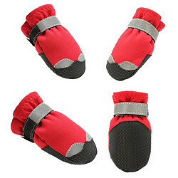 Avis 4 pièces bottes pour chiens pour animaux de compagnie bottes antidérapantes pour chiens protecteurs antidérapants chaussures pour chiens rouges-M