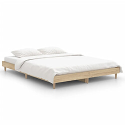 Vidaxl Cadre de lit chêne sonoma 140x190 cm bois d'ingénierie